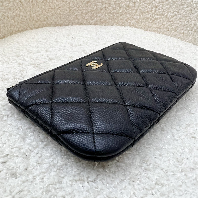 Chanel Mini O-Case / Pouch in Black Caviar and LGHW