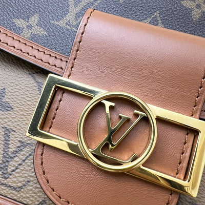 LV Mini Dauphine Flap Bag in Monogram and Monogram Reverse Canvas and GHW (Model: M44580)