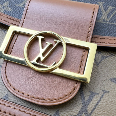 LV Mini Dauphine Flap Bag in Monogram and Monogram Reverse Canvas and GHW (Model: M44580)