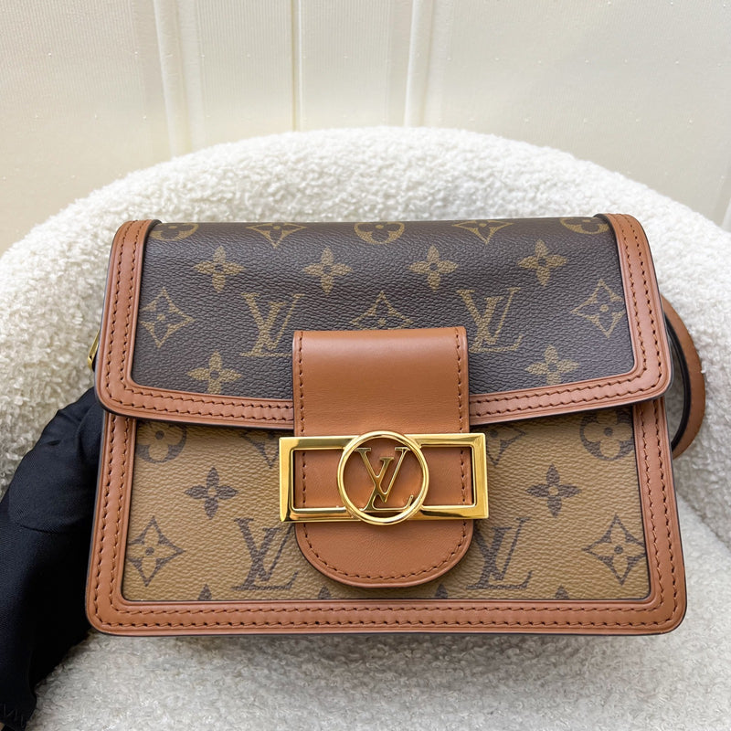 LV Mini Dauphine Flap Bag in Monogram and Monogram Reverse Canvas and GHW (Model: M44580)