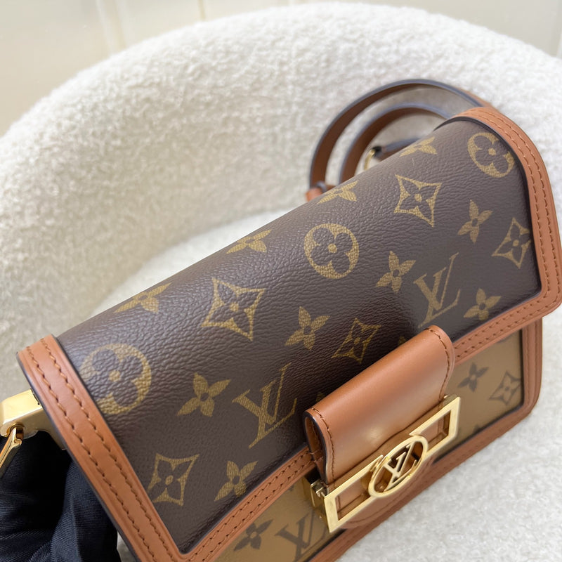 LV Mini Dauphine Flap Bag in Monogram and Monogram Reverse Canvas and GHW (Model: M44580)