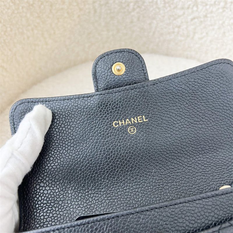 Chanel Medium Flap Wallet in Black Caviar GHW