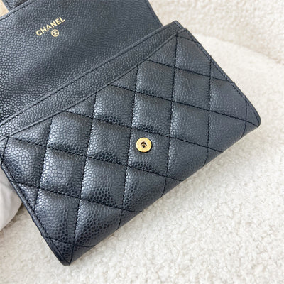 Chanel Medium Flap Wallet in Black Caviar GHW