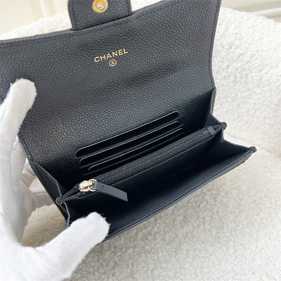 Chanel Medium Flap Wallet in Black Caviar GHW