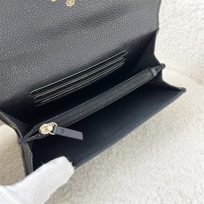 Chanel Medium Flap Wallet in Black Caviar GHW