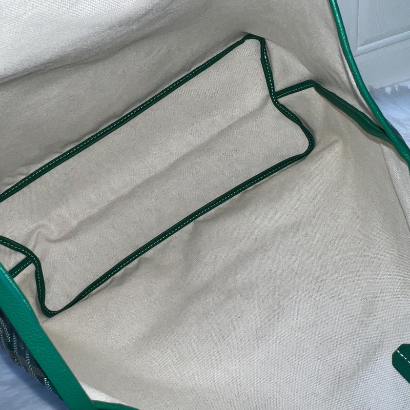 [Like New] Goyard Saint Louis PM Tote in Green Signature Goyardine Canvas