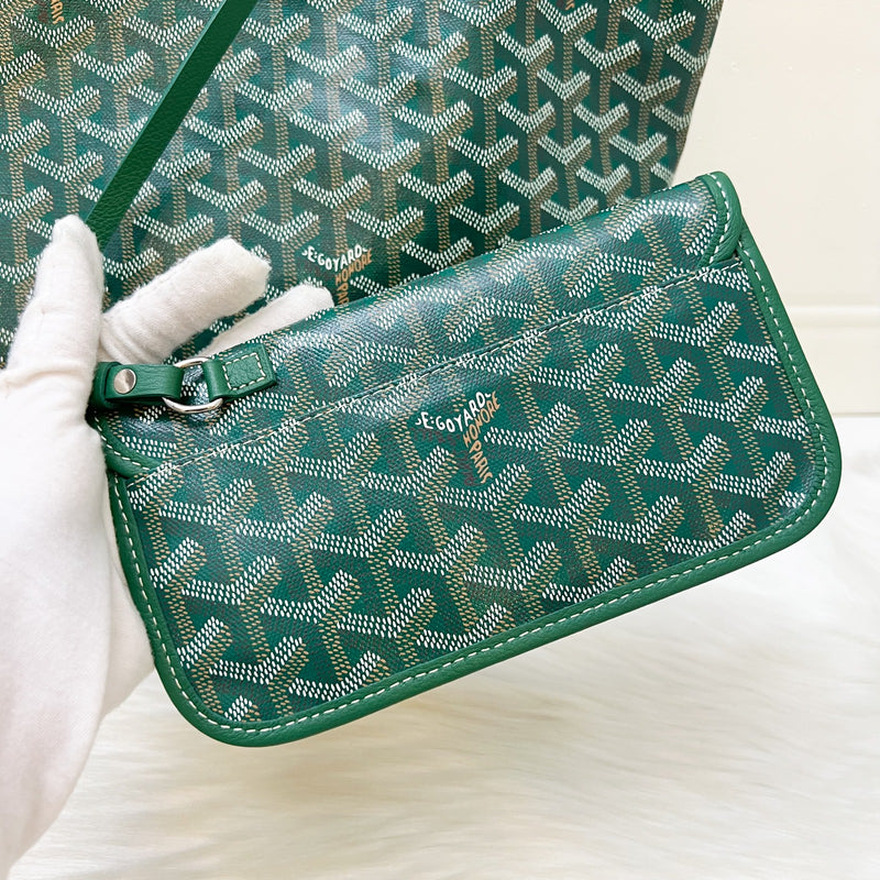 [Like New] Goyard Saint Louis PM Tote in Green Signature Goyardine Canvas