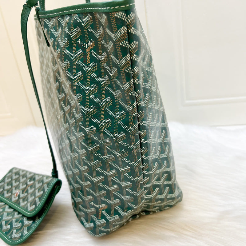[Like New] Goyard Saint Louis PM Tote in Green Signature Goyardine Canvas
