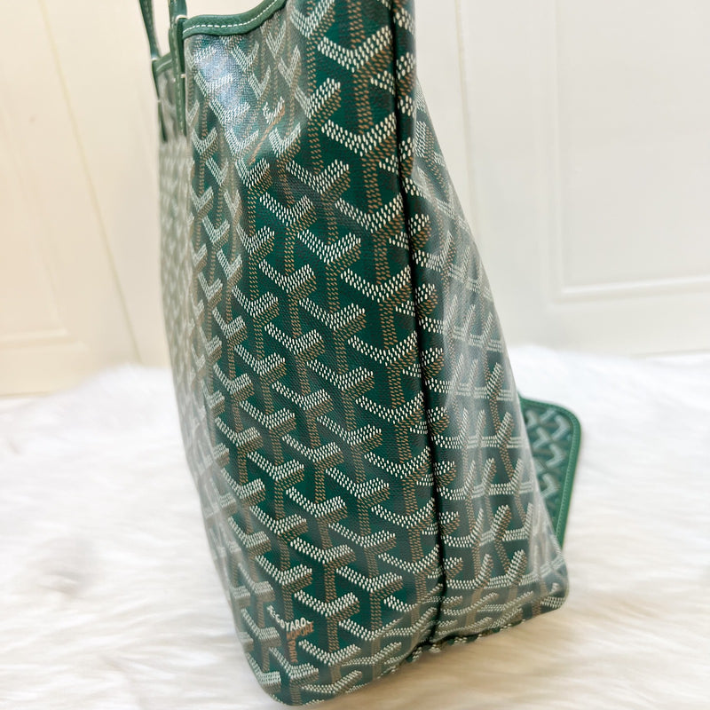 [Like New] Goyard Saint Louis PM Tote in Green Signature Goyardine Canvas