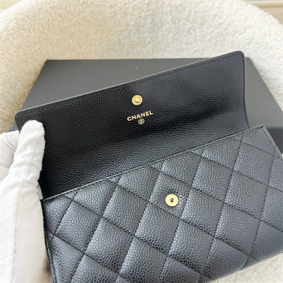 Chanel Classic Long Wallet in Black Caviar GHW