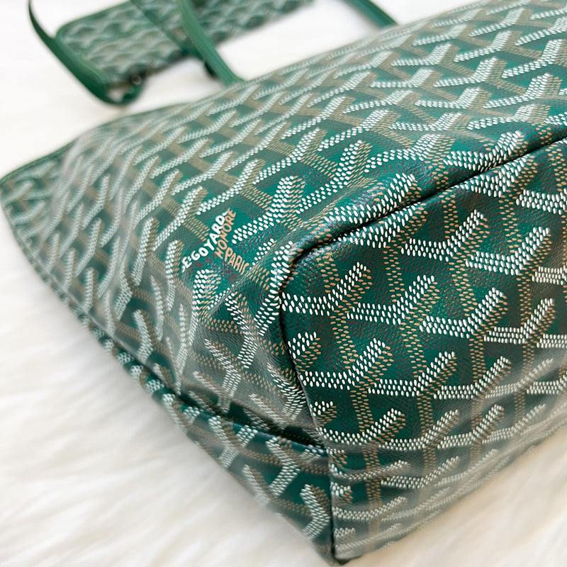 [Like New] Goyard Saint Louis PM Tote in Green Signature Goyardine Canvas