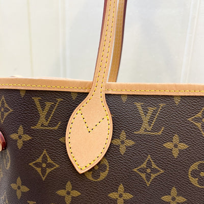 LV Neverfull MM in Monogram Canvas, Cerise Interior and GHW with Detachable Clutch (Model: M41177)
