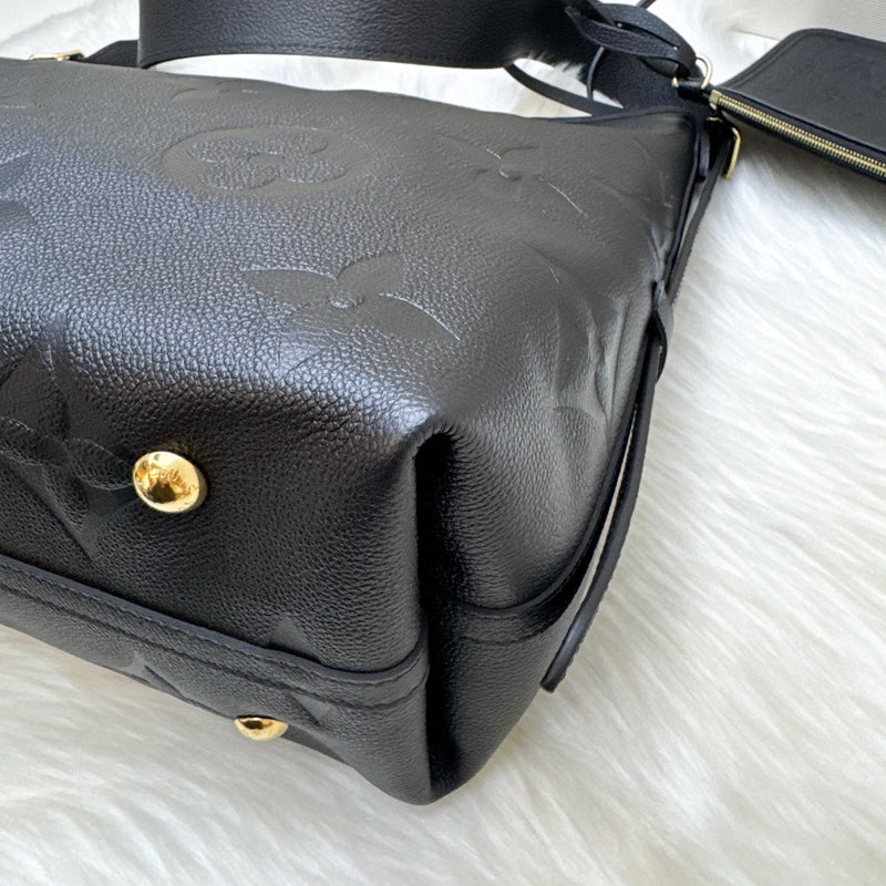 LV CarryAll MM in Black Monogram Empreinte Leather and GHW (Model: M46289)