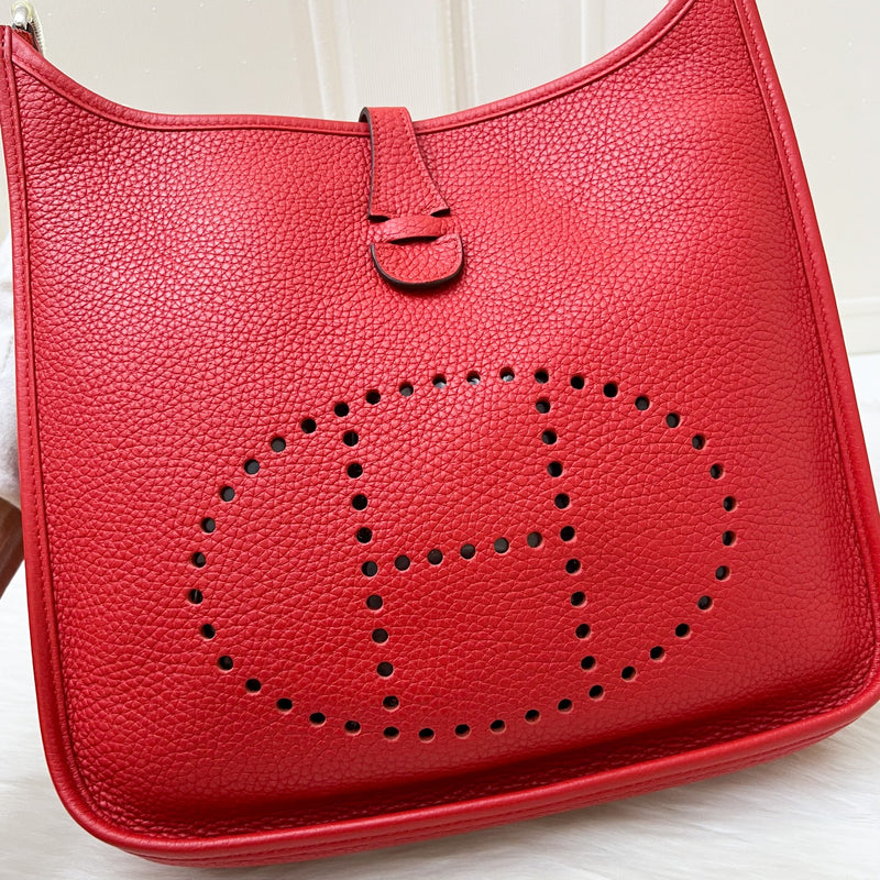 Hermes Evelyne 29 PM in Rouge Red Clemence Leather and PHW