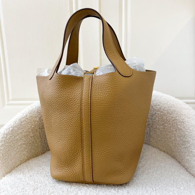 Hermes Picotin 18 in Biscuit Clemence Leather and GHW