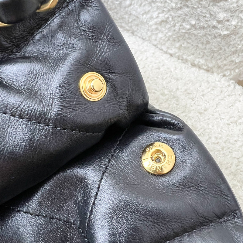 Chanel 22 Medium Hobo Handbag in Black Calfskin and AGHW