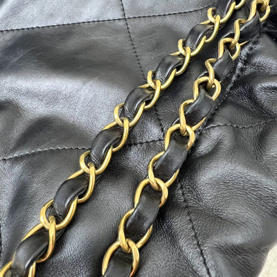Chanel 22 Medium Hobo Handbag in Black Calfskin and AGHW
