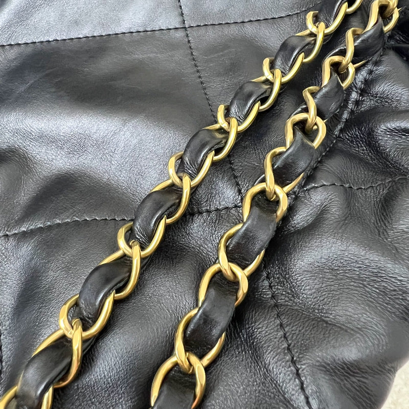 Chanel 22 Medium Hobo Handbag in Black Calfskin and AGHW