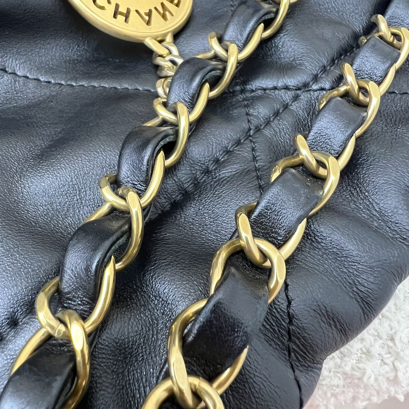 Chanel 22 Medium Hobo Handbag in Black Calfskin and AGHW
