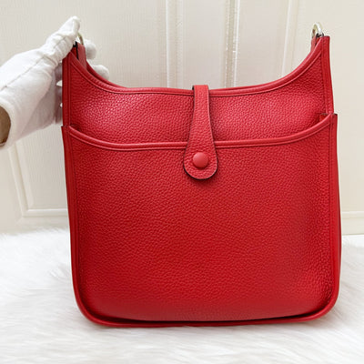 Hermes Evelyne 29 PM in Rouge Red Clemence Leather and PHW