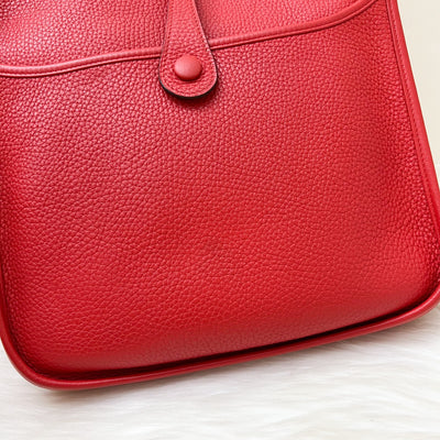 Hermes Evelyne 29 PM in Rouge Red Clemence Leather and PHW