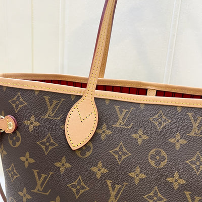 LV Neverfull MM in Monogram Canvas, Cerise Interior and GHW with Detachable Clutch (Model: M41177)