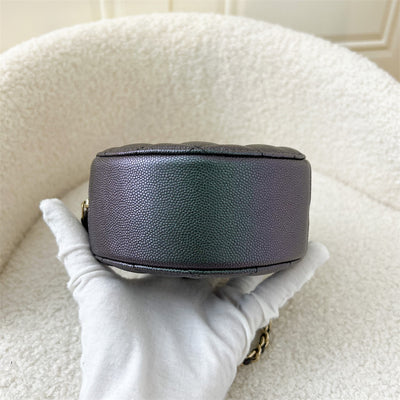 Chanel Round Clutch on Chain in 19S Iridescent Caviar with MOP Effect Logo