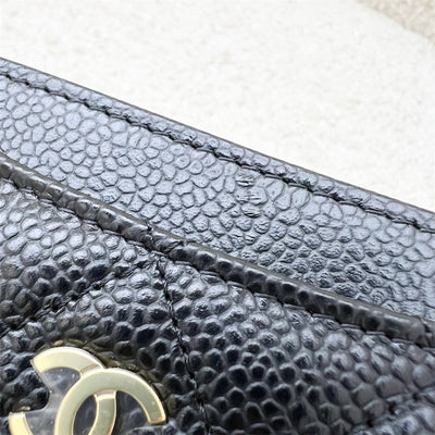 Chanel Classic Flat Card Holder in Black Caviar and GHW