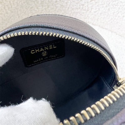 Chanel Round Clutch on Chain in 19S Iridescent Caviar with MOP Effect Logo