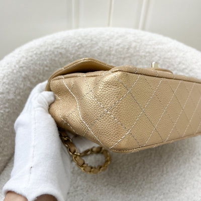 Chanel Classic Mini Rectangle Flap in Gold Caviar and AGHW