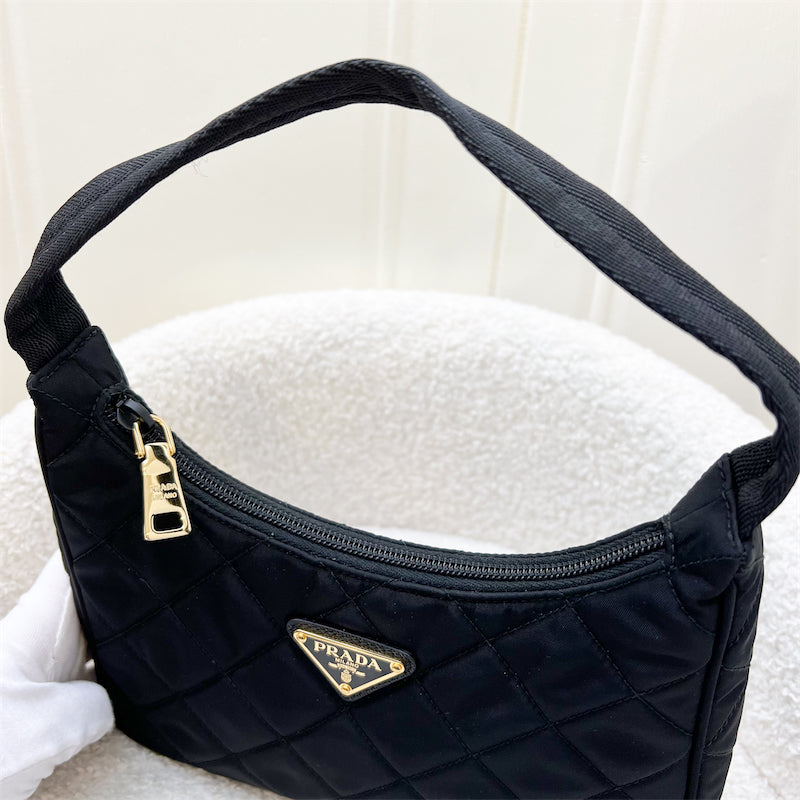 Prada Re-Edition Shoulder Bag in Quilted Black Nylon and GHW