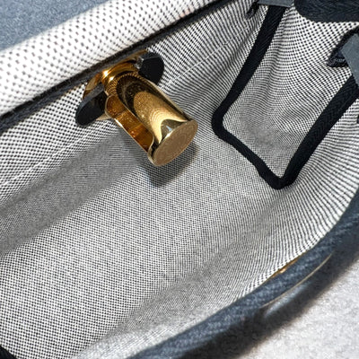 Hermes Mini Herbag Retourne in Ecru-Noir (Natural-Black) Toile H Viking Canvas, Noir (Black) Vache Hunter Leather and GHW