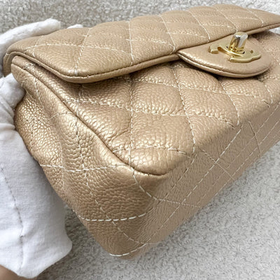 Chanel Classic Mini Rectangle Flap in Gold Caviar and AGHW