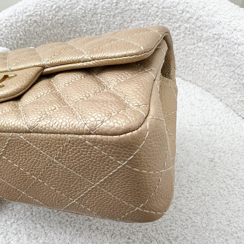 Chanel Classic Mini Rectangle Flap in Gold Caviar and AGHW