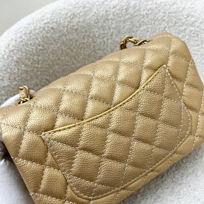 Chanel Classic Mini Rectangle Flap in Gold Caviar and AGHW