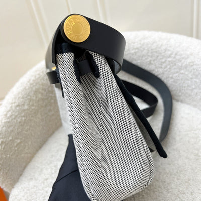 Hermes Mini Herbag Retourne in Ecru-Noir (Natural-Black) Toile H Viking Canvas, Noir (Black) Vache Hunter Leather and GHW