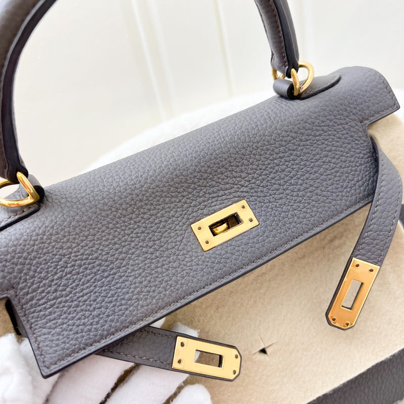 Hermes Kelly 25 in Gris Etain Togo Leather and GHW