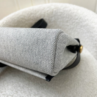 Hermes Mini Herbag Retourne in Ecru-Noir (Natural-Black) Toile H Viking Canvas, Noir (Black) Vache Hunter Leather and GHW