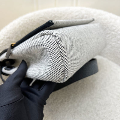 Hermes Mini Herbag Retourne in Ecru-Noir (Natural-Black) Toile H Viking Canvas, Noir (Black) Vache Hunter Leather and GHW