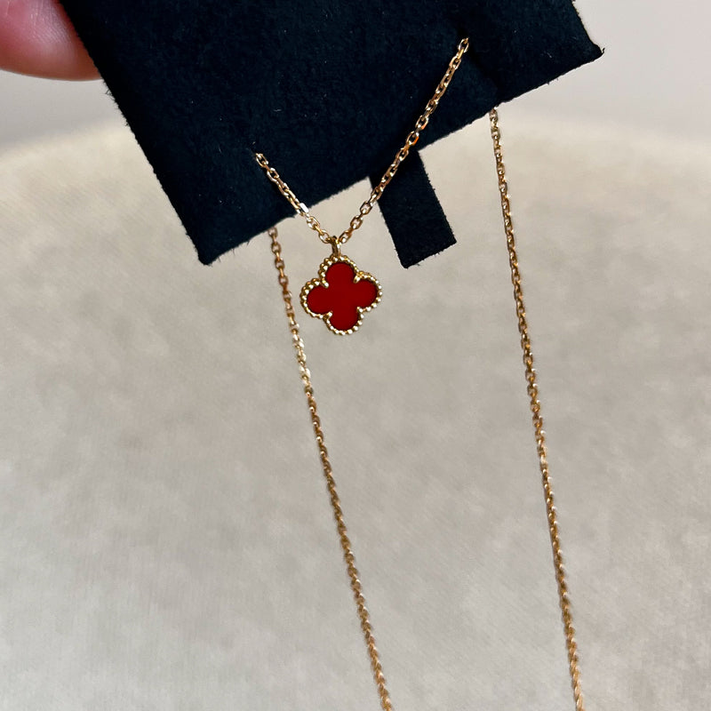 Van Cleef & Arpels VCA Sweet Alhambra Pendant with Carnelian and 18K Rose Gold