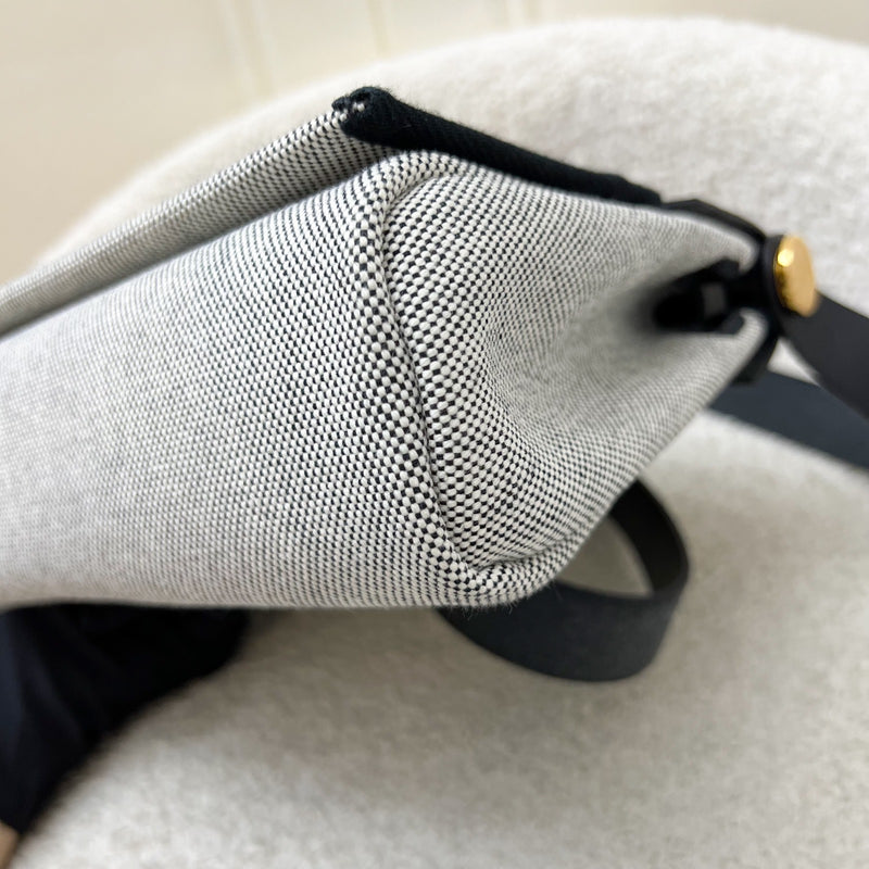 Hermes Mini Herbag Retourne in Ecru-Noir (Natural-Black) Toile H Viking Canvas, Noir (Black) Vache Hunter Leather and GHW