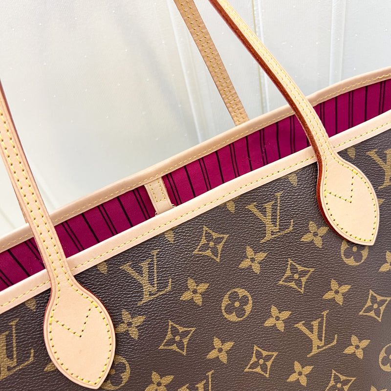 Louis Vuitton LV Neverfull MM in Monogram Canvas, Rouge Pivoine Interior and GHW