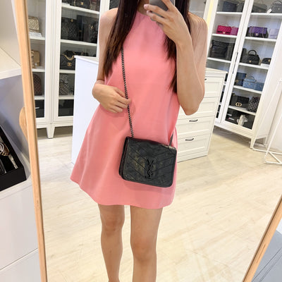 Saint Laurent YSL Niki Wallet on Chain WOC in Black Vintage Crinkled Calfskin and RHW