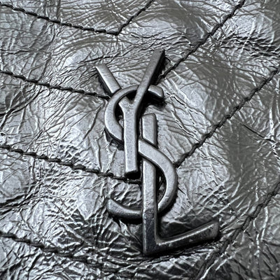 Saint Laurent YSL Niki Wallet on Chain WOC in Black Vintage Crinkled Calfskin and RHW