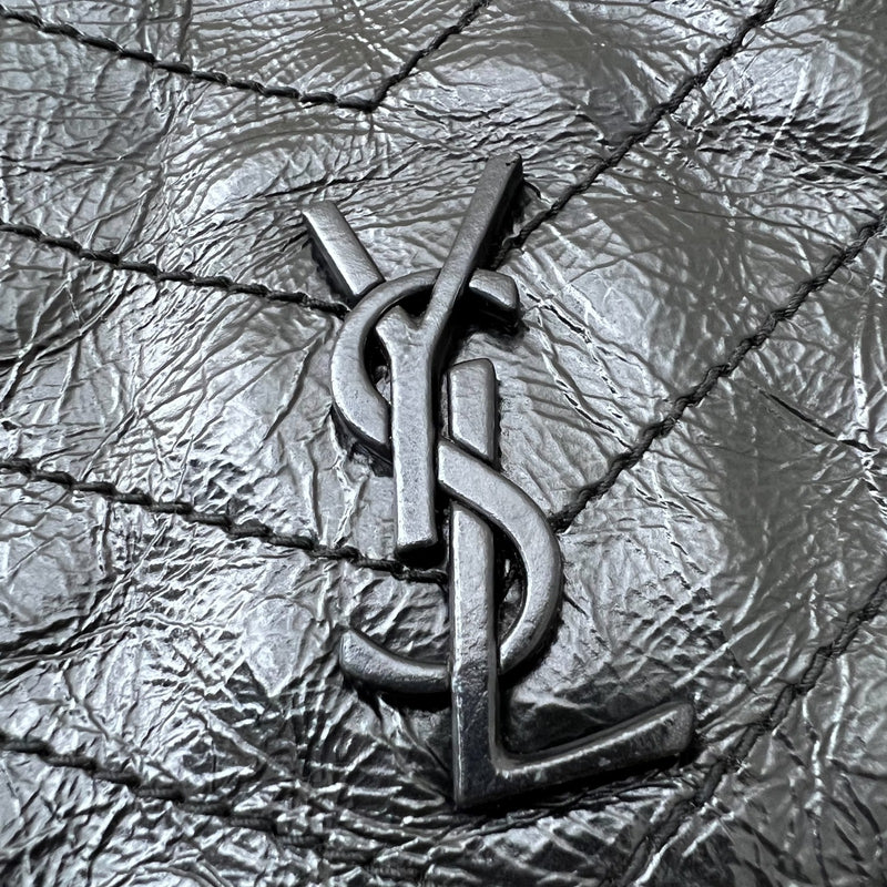 Saint Laurent YSL Niki Wallet on Chain WOC in Black Vintage Crinkled Calfskin and RHW