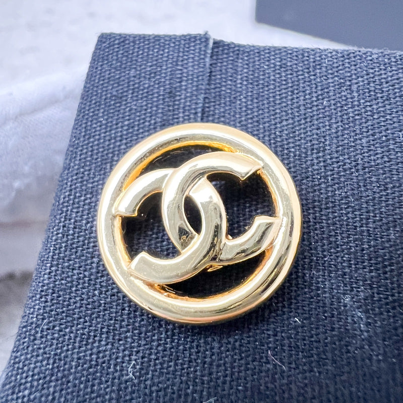 Chanel 23A Round Earrings with CC Logo in GHW (Model: ABB462)