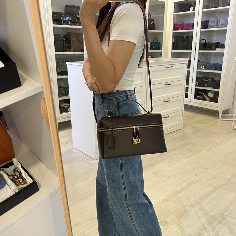Loro Piana LP 27 Extra Bag in Dark Chocolate Licorice / Sun Gold Smooth Calfskin and GHW