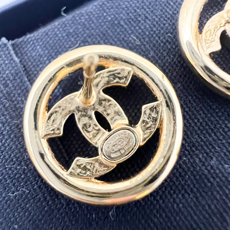 Chanel 23A Round Earrings with CC Logo in GHW (Model: ABB462)