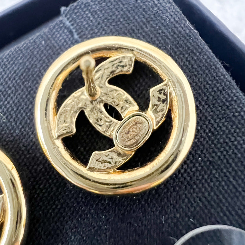 Chanel 23A Round Earrings with CC Logo in GHW (Model: ABB462)