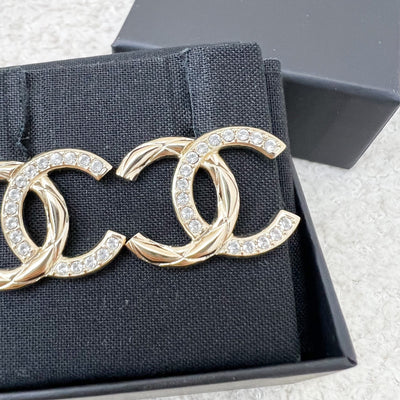 Chanel Medium CC Logo Earrings with Crystals in LGHW